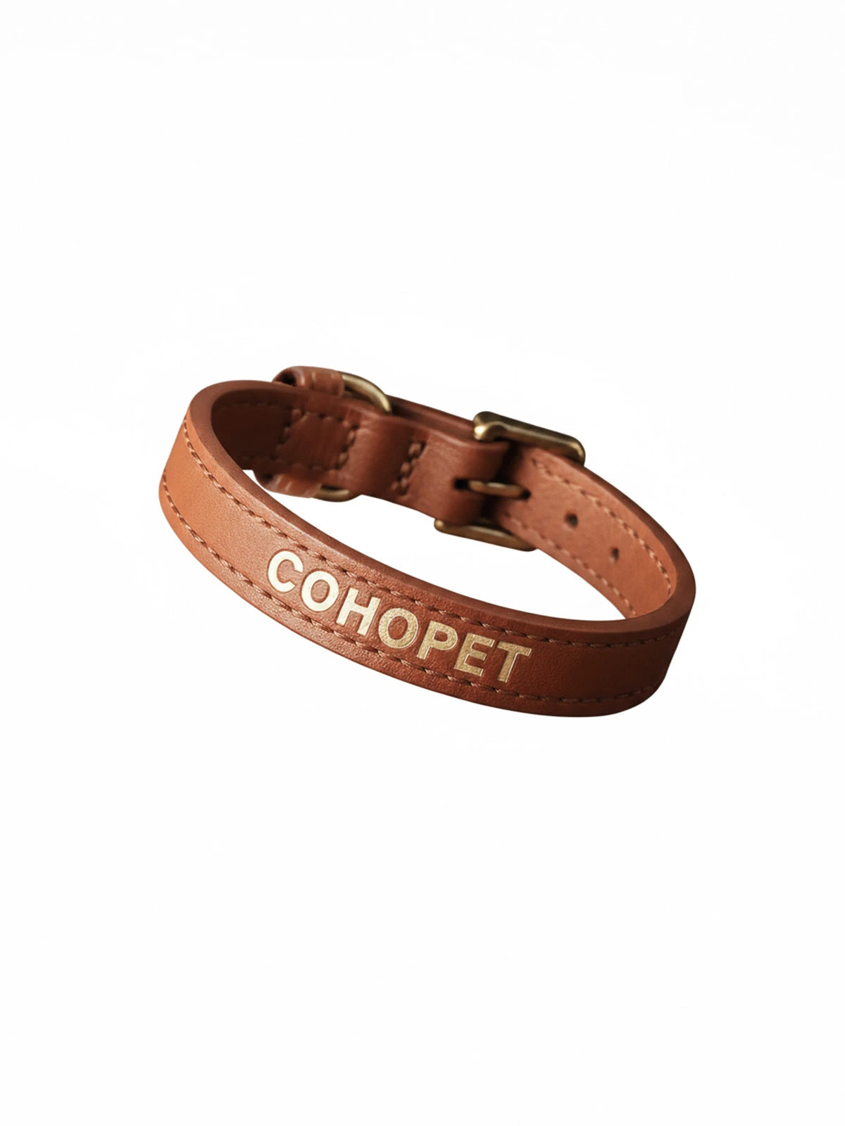 Track Genuine Leather Cat Collar Brown