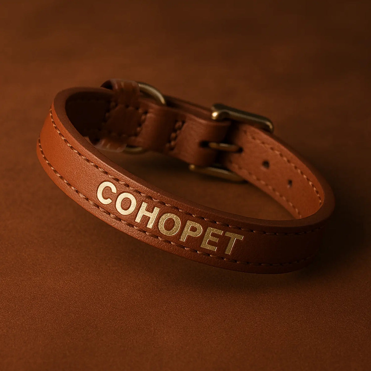 Genuine Leather Cat Collar Green