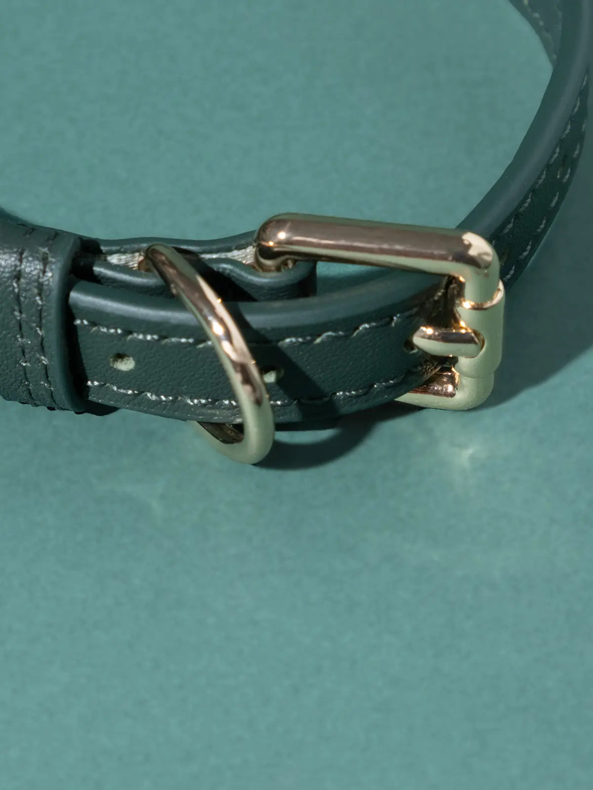 Genuine Leather Cat Collar Green