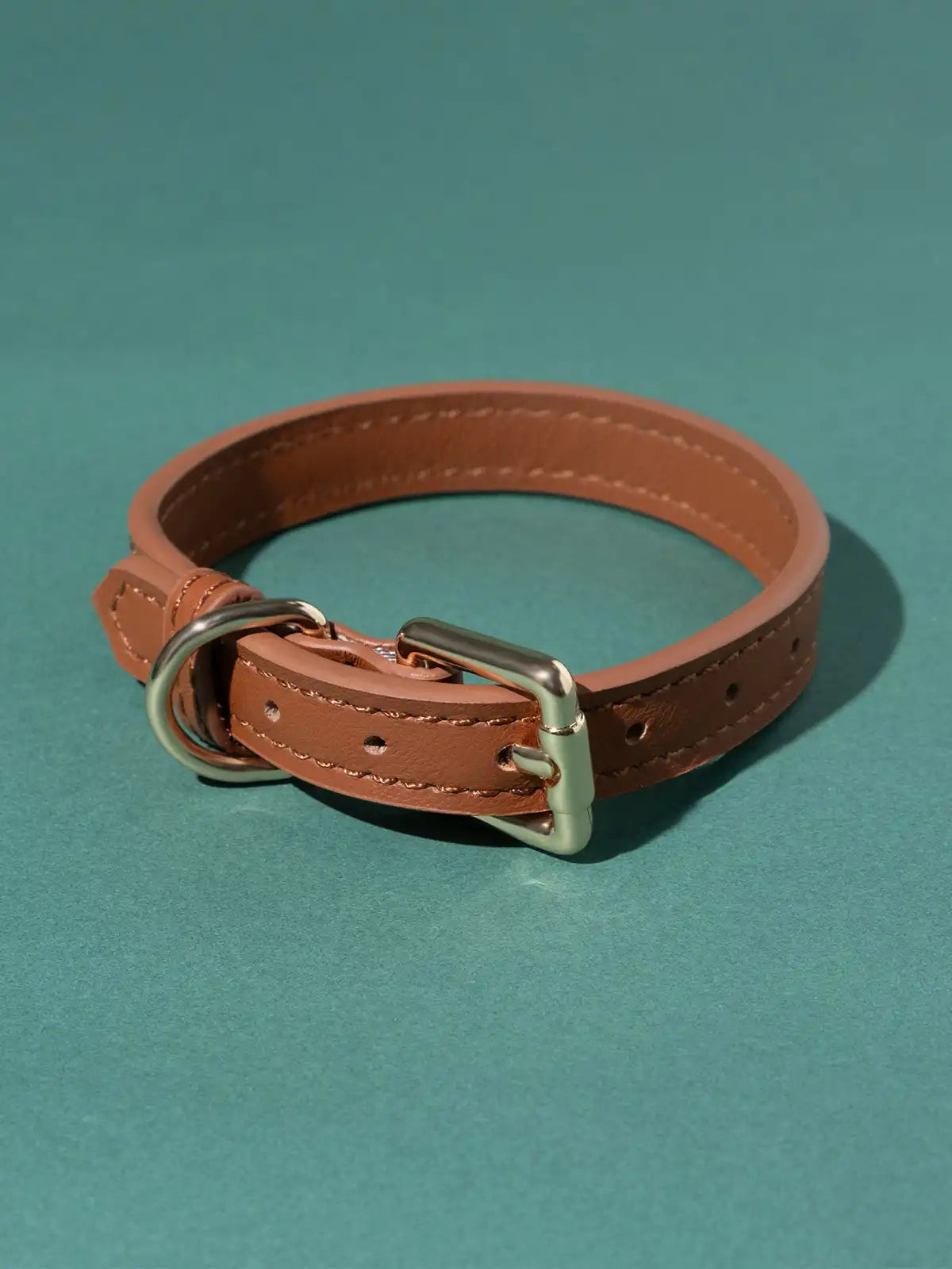 Genuine Leather Cat Collar Green