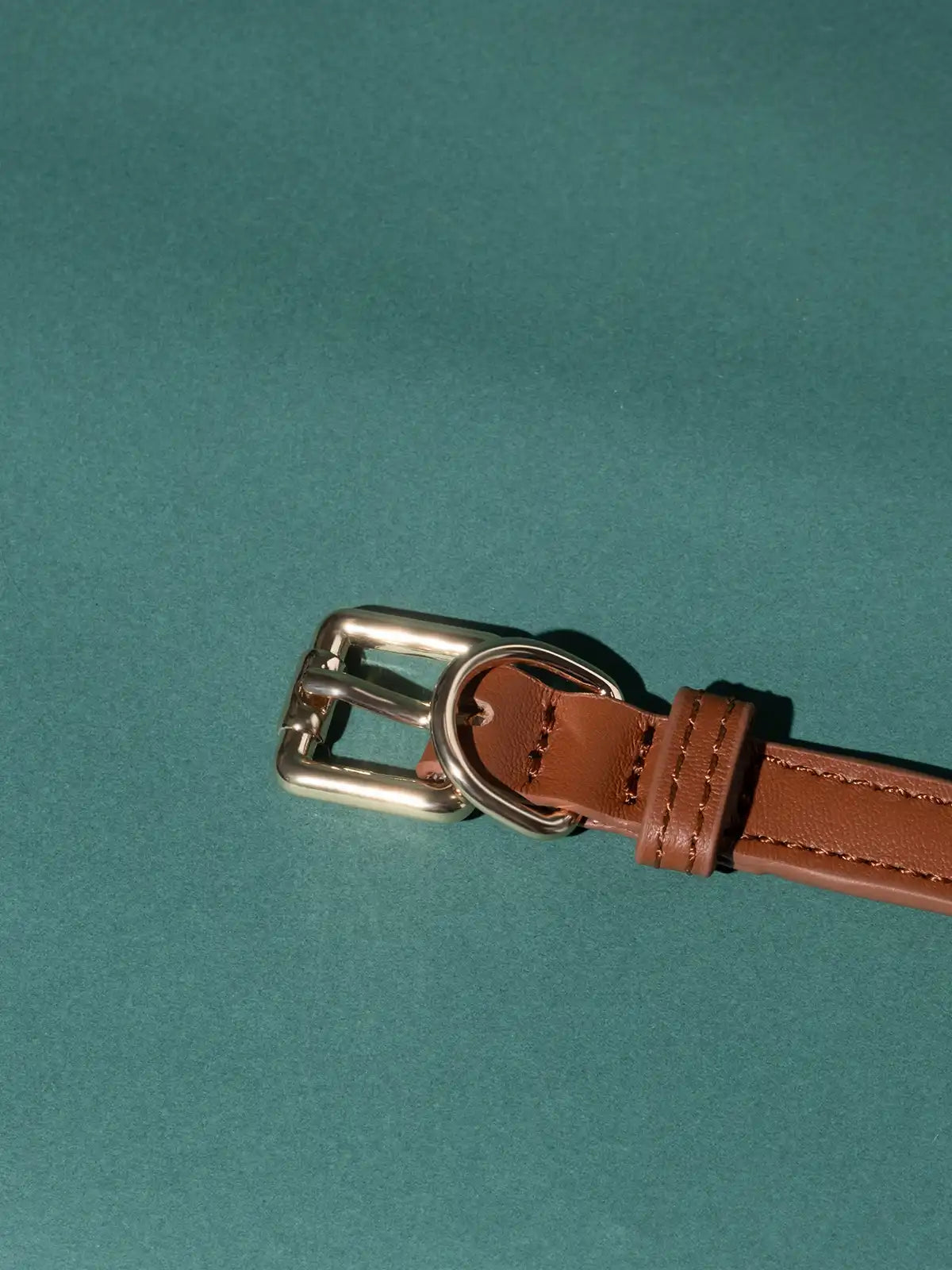 Genuine Leather Cat Collar Green
