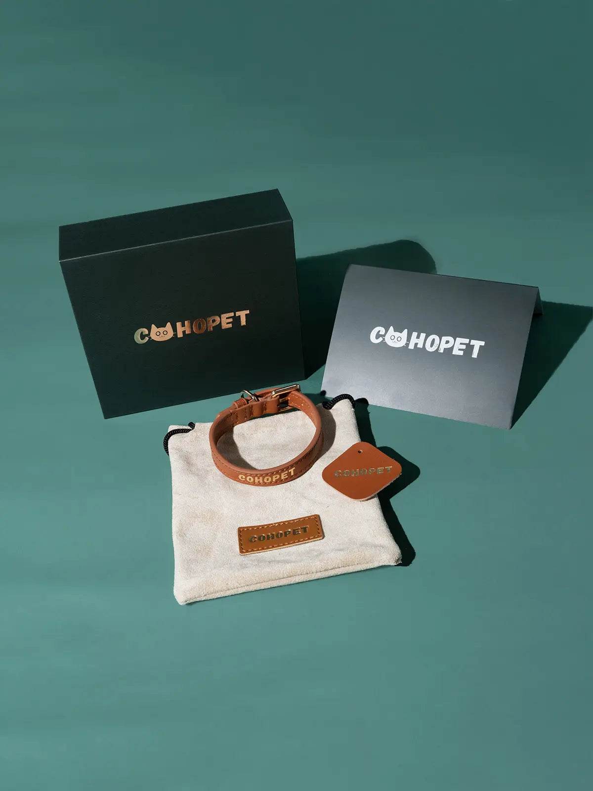 Genuine Leather Cat Collar Green